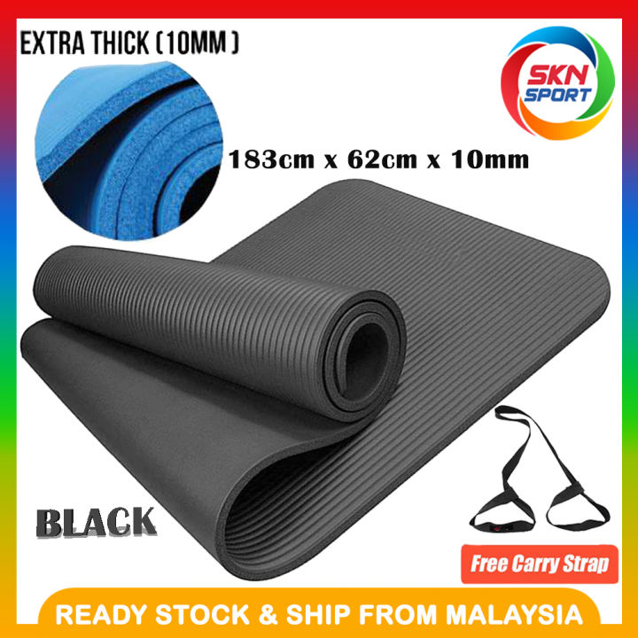 SKN SPORTS Premium Grade 10mm Non Slip NBR Yoga Mat (Free Yoga Mat Strap)